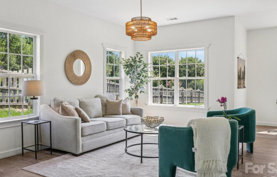 Entry, dining room and bedroom staged by Haus of Charlotte